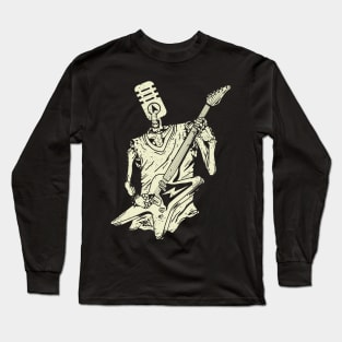 Funny Microphone Skeleton Playing Electric Guitar Long Sleeve T-Shirt